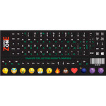Наклейки на клавиатуру SampleZone чёрные с зелёными и белыми буквами, EN/UA/RU (SZ-BK-GS)