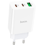 Зарядний пристрій HOCO C99A 1xUSB-A, 2xUSB-C, PD20W, QC3.0 White (6931474767554)