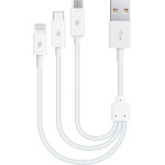 Кабель TTEC 2DK13 MiniCable Trio USB to Lightning/Micro-USB/Type-C 0.3м White