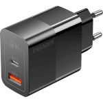 Зарядний пристрій ESSAGER Pinchen 33W 1xUSB-A, 1xUSB-C, PD3.0, QC3.0 GaN Travel Charger Black (ECTAC-PCB01-P)