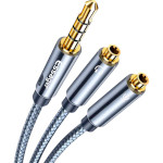 Сплиттер ESSAGER Elantra Audio Splitter & Extension Aux Cable mini-jack 3.5мм - 2 x mini-jack 3.5мм 0.25м Gray (EYP35-YDB0G)
