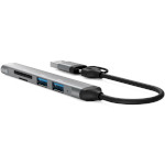 Порт-реплікатор DYNAMODE 5-in-1 USB-C/A to 1xUSB3.0, 2xUSB2.0, TF/SD Gray