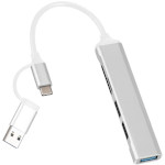 Порт-реплікатор DYNAMODE 5-in-1 USB-C/A to 1xUSB3.0, 2xUSB2.0, TF/SD Silver