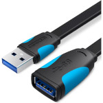 Кабель-подовжувач VENTION Flat USB AM/AF 3.0 Extension Cable 1м Black (VAS-A13-B100)