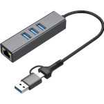 Сетевой адаптер с USB-хабом DYNAMODE 4-in1 USB-C/USB-A to 3xUSB3.0, LAN