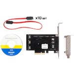 Контролер FRIME PCIe x4 to 10xSATAIII, ASM1166+JMB575 (ECF-PCIETO10SATAIII001)