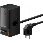 Зарядное устройство BASEUS PowerCombo Digital PowerStrip 2AC+1U+1C+Retractable-C 65W Black w/USB-C cable (PSLR000301)