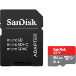 Карта памяти SANDISK microSDXC Ultra 64GB UHS-I A1 Class 10 + SD-adapter (SDSQUAB-064G-GN6IA)