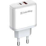 Зарядний пристрій COLORWAY Power Delivery 1xUSB-C, 1xUSB-A, PPS, 45W White (CW-CHS042PD-WT)