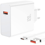 Зарядное устройство XO L128 1xUSB-A, PD3.0, QC3.0 120W White w/Type-C cable (XO-L128-WH)