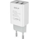 Зарядное устройство GOLF GF-U206 2xUSB-A, 10W, 2.1A White