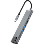 Порт-реплікатор XO HUB003 8-in-1 USB-C to HDMI, 2xUSB-A, USB-C, PD100W, SD/TF, RJ-45 (XO-HUB003SL)