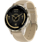 Смарт-часы GARMIN Venu 3S 41mm Soft Gold Stainless Steel Bezel with French Gray Case and Leather Band (010-02785-55)