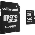 Карта памяти WIBRAND microSDHC 16GB UHS-I Class 10 + SD-adapter (WICDHU1/16GB-A)