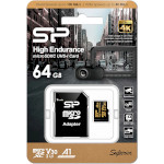 Карта пам'яті SILICON POWER microSDHC High Endurance 64GB UHS-I U3 V30 A1 Class 10 + SD-adapter (SP064GBSTXDV3V1HSP)