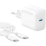 Зарядний пристрій ANKER PowerPort 312 20W 1xUSB-C, PIQ3.0 White w/Type-C to Type-C cable (B2347G21)