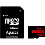 Карта памяти APACER microSDXC 64GB UHS-I V10 A1 Class 10 + SD-adapter (AP64GMCSX10UB-R)