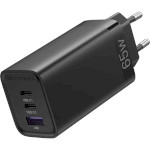 Зарядний пристрій VENTION Three-Port 2xUSB-C, 1xUSB-A PD3.0, QC4.0 65W GaN Charger Black (FEDB0-EU)