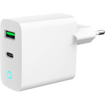 Зарядний пристрій GEMBIRD 1xUSB-A, 1xUSB-C, 3.4A, 20W White (TA-UC-PDQC20L-W-01)