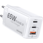 Зарядное устройство USAMS US-CC110 T33 65W 3 Ports GaN Mini Fast Charger White (CC110TC02)