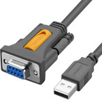 Кабель UGREEN CR104 USB to DB9 RS-232 Female Adapter Cable 1.5м Black (20201)