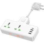 Мережевий розгалужувач HOCO AC11A Voyage White, 2 розетки, 1xUSB-C, 3xUSB