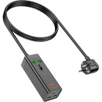 Мережевий фільтр HOCO AC9A Talent Black, 1xUSB-C, 2xUSB, 1.5м