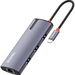 Мережевий адаптер з USB-хабом COLORWAY 6-in-1 USB-C to 3xUSB3.0, 1xUSB2.0, PD100W, LAN (CW-HUB03)