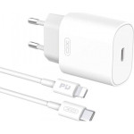 Зарядний пристрій XO L91 1xUSB-C, PD25W White w/Type-C to Lightning cable (L91I-WH)