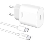 Зарядний пристрій XO L91 1xUSB-C, PD25W White w/Type-C to Type-C cable (L91C-WH)