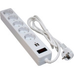 Мережевий фільтр PATRON SP-52 White, 5 розеток, 2xUSB, 1.8м