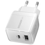 Зарядний пристрій ESSAGER ECT33W 1xUSB-A, 1xUSB-C, PD3.0, QC4.0, GaN White (ECT33W-LJB02-Z)