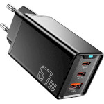 Зарядний пристрій ESSAGER Kolsang 67W 1xUSB-A, 2xUSB-C, PD3.0, QC4.0 GaN Travel Charger Black (ECTAC-KSB01-Z)