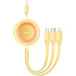 Кабель BASEUS Bright Mirror 2 Retractable 3-in-1 Fast Charging Data Cable USB to M+L+C 3.5A 1.1м Yellow (CAMJ010011)