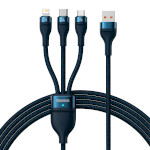 Кабель BASEUS Flash Series II 3-in-1 Fast Charging Data Cable USB to M+L+C 66W 1.2м Blue (CASS040003)