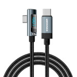 Кабель ESSAGER 100W Elbow Type-C to Type-C Digital Display Data Cable 2м Gray (EXCT1W-HCA0G-P)