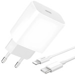 Зарядний пристрій DENMEN DC06 1xUSB-C 20W 3.6A White w/Type-C to Lightning cable