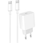 Зарядний пристрій DENMEN DC06 1xUSB-C 20W 3.6A White w/Type-C to Type-C cable