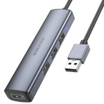 USB-хаб BOROFONE DH12 Smart 4-in-1 USB-A to 4xUSB2.0 Metal Gray