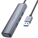 USB-хаб BOROFONE DH12 Smart 4-in-1 USB-A to 4xUSB3.0 Metal Gray