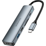 Порт-репликатор BOROFONE DH15 Buddy 6-in-1 USB-C to 1xHDMI, 1xUSB-C, 1xUSB3.0, 1xUSB2.0, TF, SD, PD Metal Gray