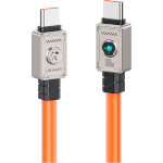 Кабель USAMS US-SJ684 Mecha Type-C to Type-C 100W Zine Alloy Fast Charging & Data Cable with Light 1.2м Orange (SJ684USB04)