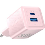 Зарядний пристрій VENTION Two-Port USB-A, USB-C, PD3.0, QC3.0, 30W GaN Charger Pink (FEQP0-EU)