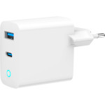 Зарядний пристрій GEMBIRD 1xUSB-A, 1xUSB-C, PD+QC3.0 30W White (TA-UC-PDQC30L-W-01)