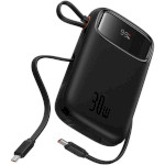 Повербанк BASEUS QPow2 Digital Display Fast Charge Power Bank with Built-in Dual Type-C Cable 30W 20000mAh Black (P10055009113-00)