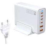 Зарядний пристрій WUW C214 2xUSB-A, 4xUSB-C, PD100W, QC3.0, Gan 200W White