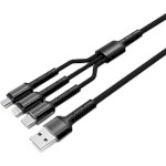 Кабель LOGICPOWER 3-in-1 USB-A to Type-C/Lightning/Micro-USB 1м Black (C20CM)