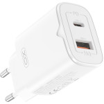 Зарядное устройство XO L130 1xUSB-C, 1xUSB-A, QC3.0, PD30W White (L130.WHITE)