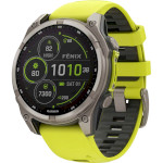 Смарт-годинник GARMIN Fenix 8 Sapphire Solar 51mm Titanium with Amp Yellow/Graphite Silicone Band (010-02907-21)