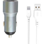 Автомобільний зарядний пристрій XO TZ09 2xUSB-A, 2.4A Car Charger Gray w/Lightning cable (XO-TZ09L-GR)